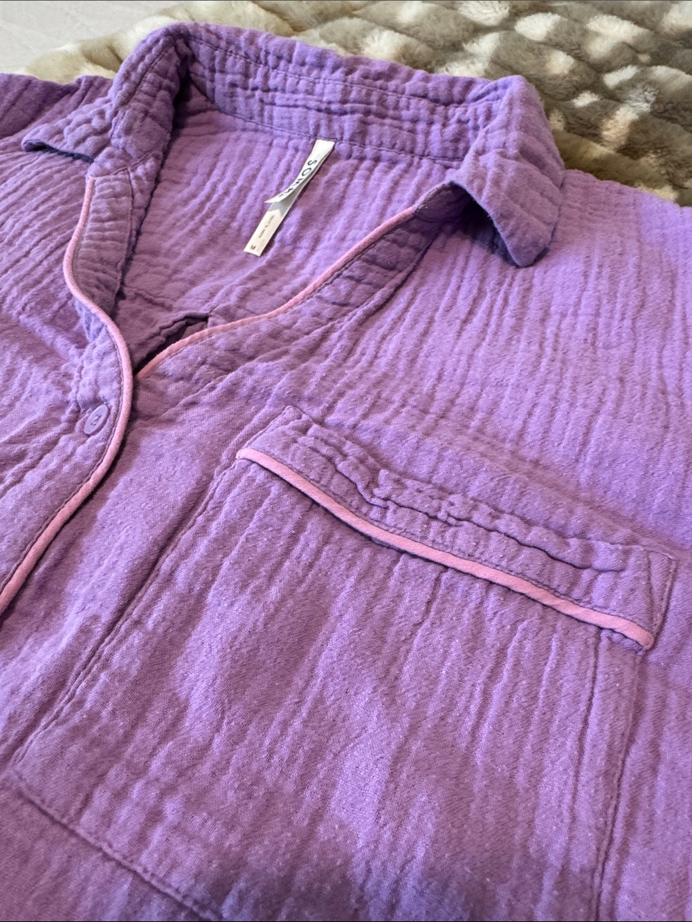 Soma Lavender Short Sleeve Button Lounge Set - Picture 3 of 7